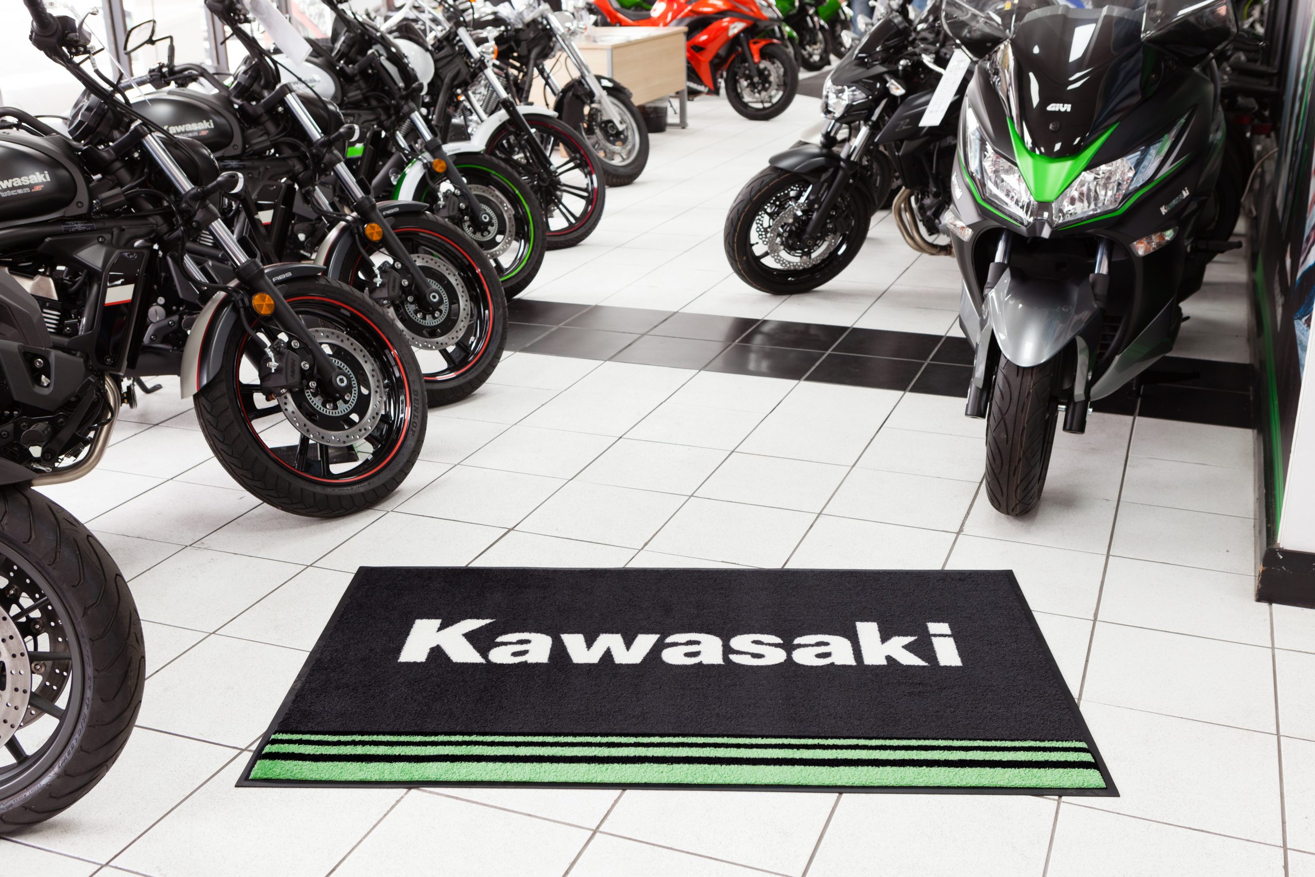 kawasaki motors logo mat